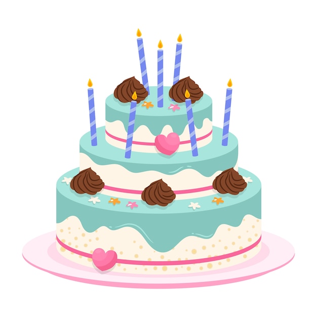 Free PSD delicious decorated birthday cake