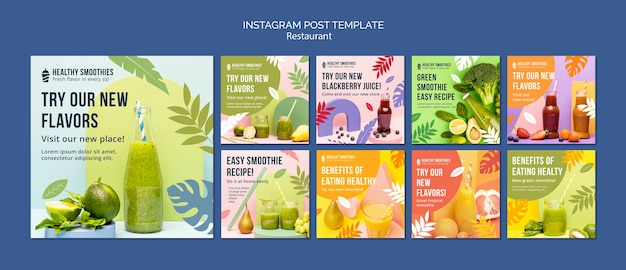 Free PSD delicious food restaurant instagram posts template