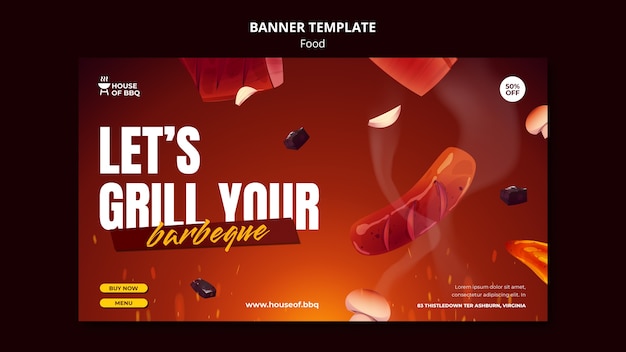 Free PSD delicious grill banner template