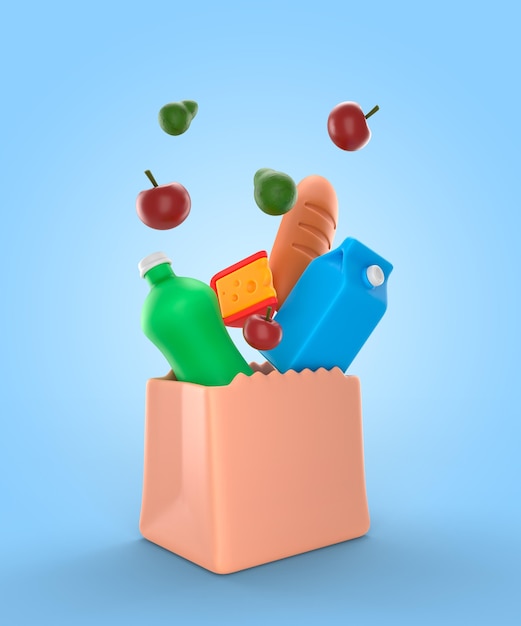 Delicious groceries render mockup