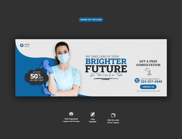 Dentist and dental care Facebook cover template