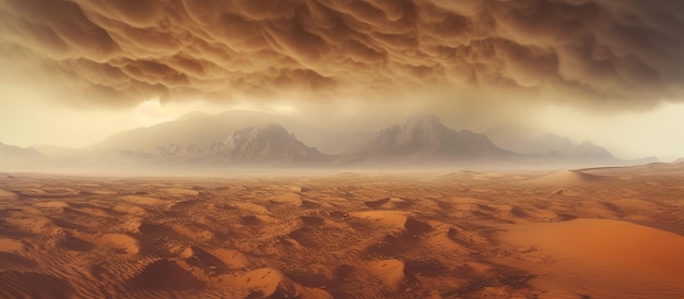 Free PSD desert landscape with a sandstorm generative ai