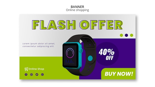 Devices online shop horizontal banner template flash offer