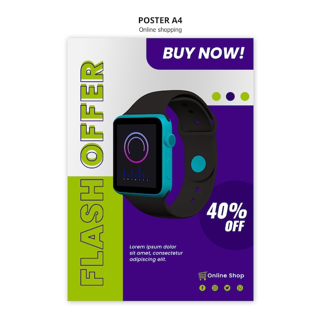 Devices online shop poster template flash offer