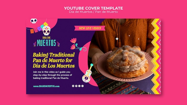 Free PSD dia de muertos celebration youtube cover