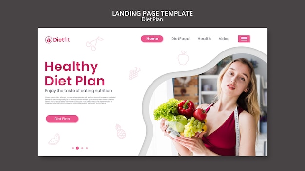 Free PSD diet plan landing page template