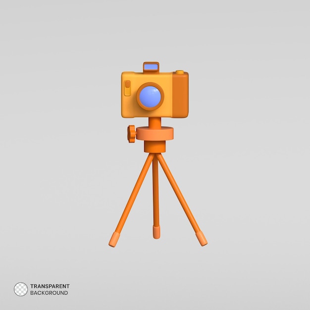 Free PSD digital camera and studio light setup icon isolated 3d render illustration