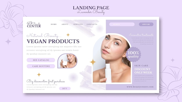 Free PSD digital lavender landing page template