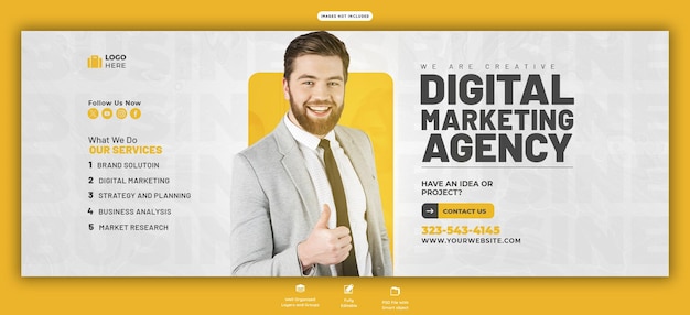 Free PSD digital marketing agency and corporate facebook cover banner template