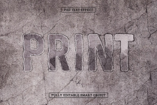 Free PSD distressed paint style print text effect