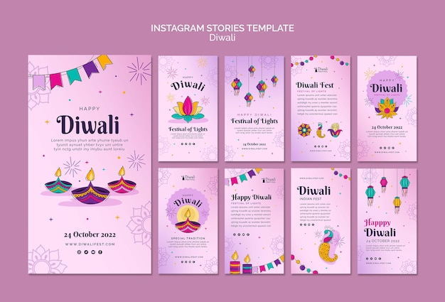 Free PSD diwali celebration instagram stories collection