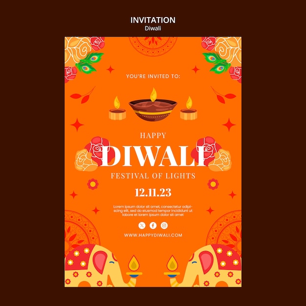 Modello di invito per la celebrazione di diwali