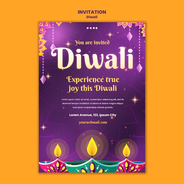 Free PSD diwali celebration invitation template