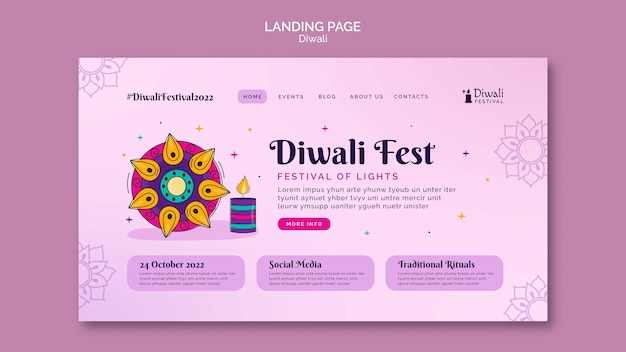 Free PSD diwali celebration landing page template