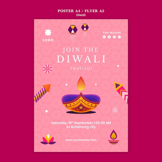 Free PSD diwali celebration poster template