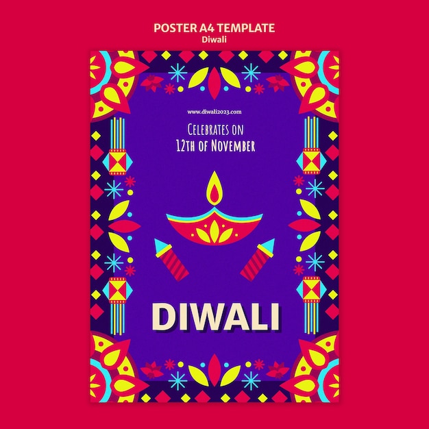 Free PSD diwali celebration poster template