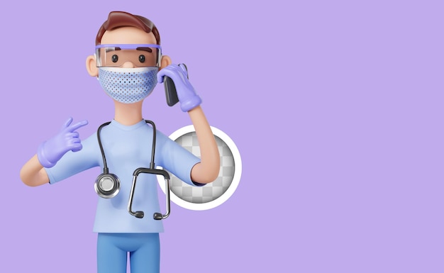 Free PSD the doctor is calling a patient 3d illustration