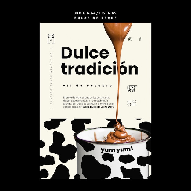 Free PSD dulce de leche concept poster template