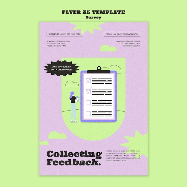 Free PSD duotone flat design survey template