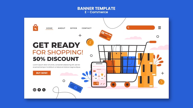 E-commerce concept landing page template