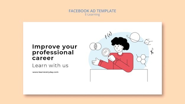 Free PSD e-learning and online classes social media promo template