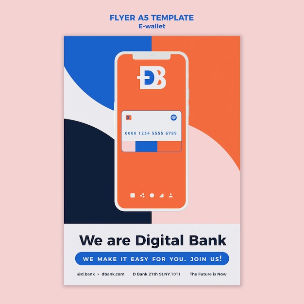 Free PSD e-wallet flyer design template