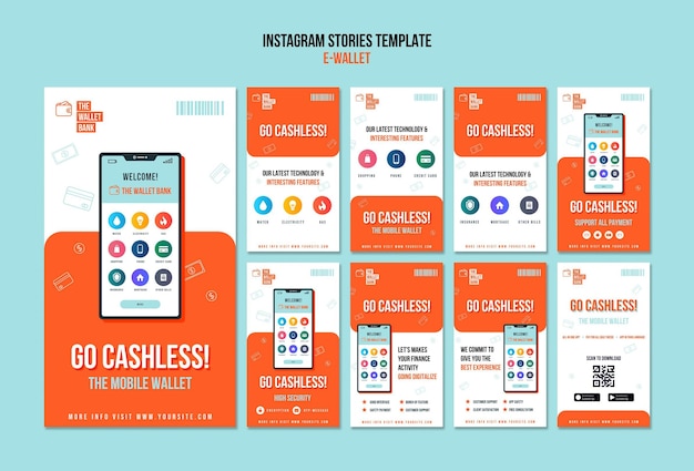 Free PSD e-wallet instagram stories collection