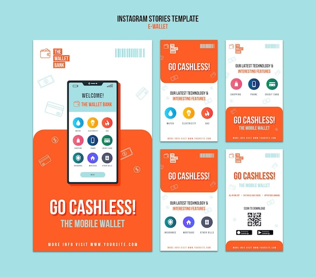 Free PSD e-wallet instagram stories template