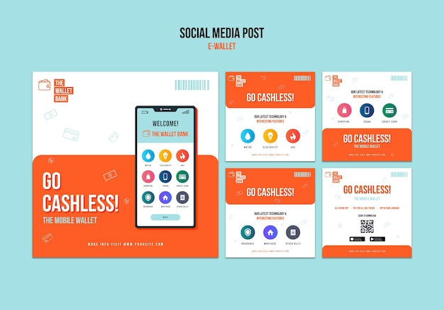 Free PSD e-wallet social media post