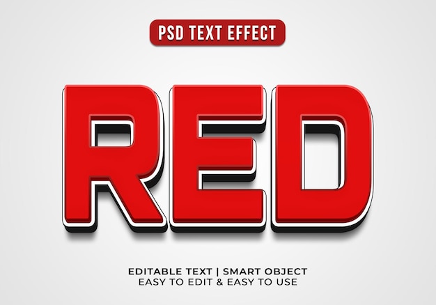 Free PSD editable 3d style red text effect