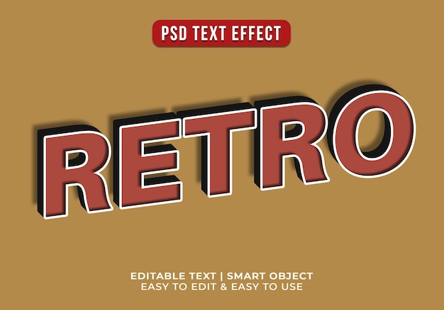 Free PSD editable retro 3d text effect