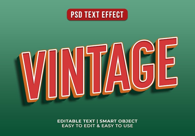 Free PSD editable retro 3d text effect