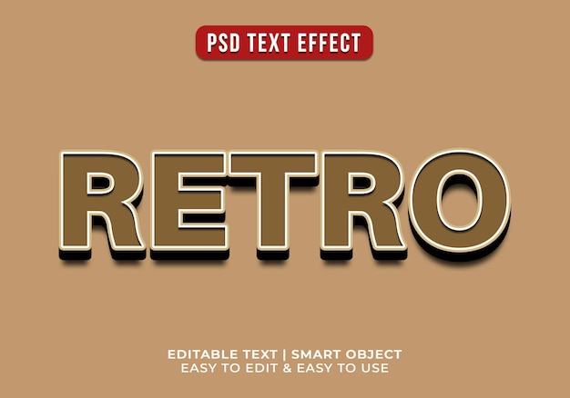 Free PSD editable retro 3d text effect