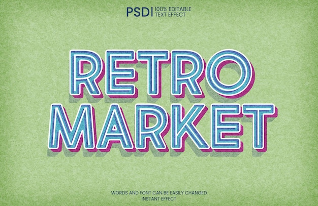 Free PSD editable retro market text effect