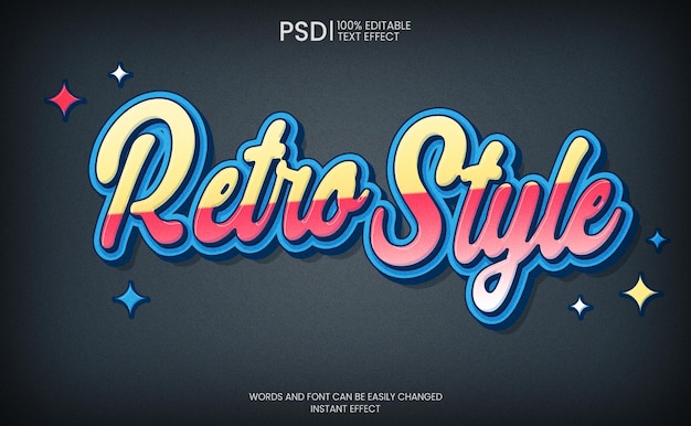 Free PSD editable retro style text effect