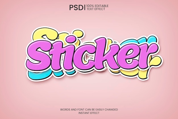 Free PSD editable sticker style text effect