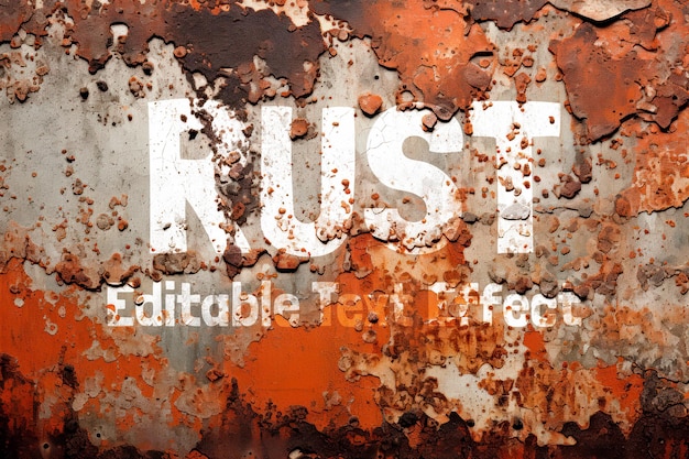 Free PSD editable text effect on a rusty metallic wall