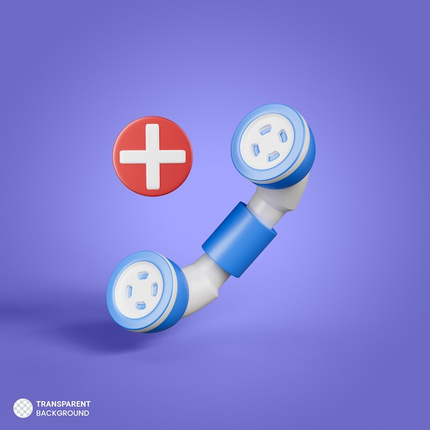 Free PSD emergency call icon isolated 3d render illustration