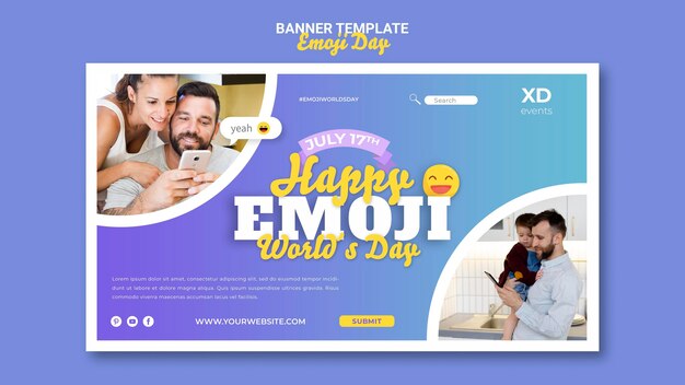 Emoji day horizontal banner template