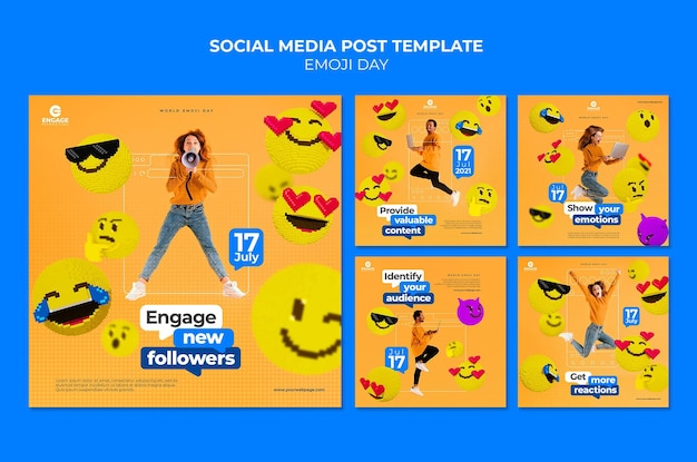 Free PSD emoji day social media posts