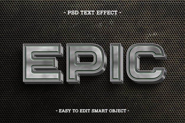 Free PSD epic steel text effect