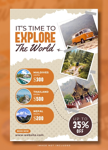 Explore the world travel adventure flyer template