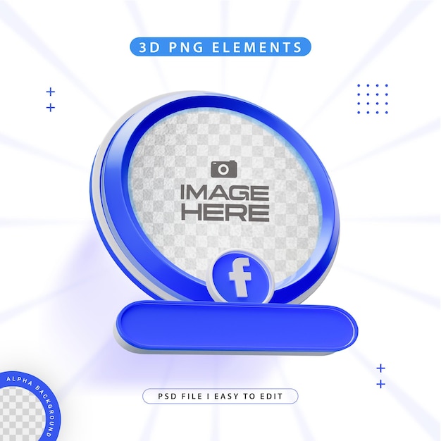 Free PSD facebook follow us banner element icon isolated 3d render