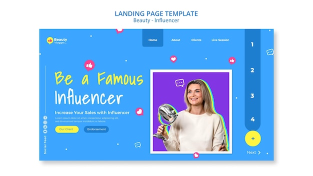 Free PSD famous influencer landing page template