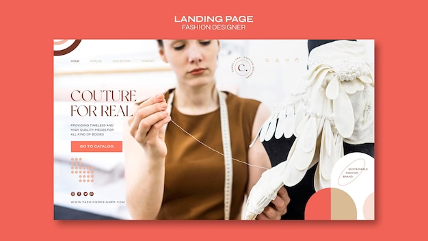 Free PSD fashion designer concept landing page template