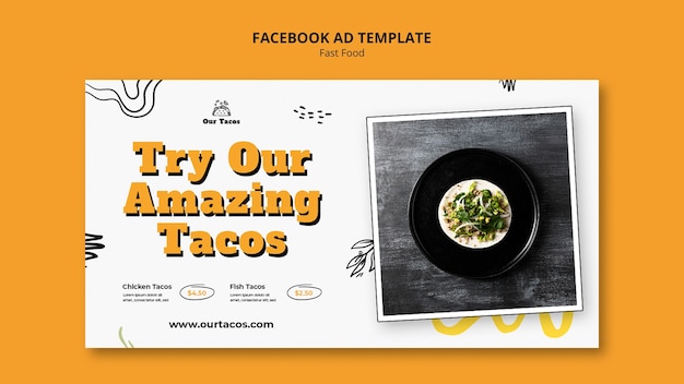 Free PSD fast food and tacos restaurant social media promo template