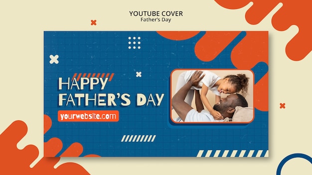 Free PSD father's day youtube cover template with abstract liquid design