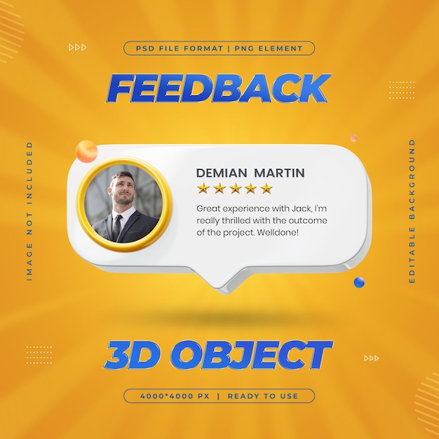 Feedback Review and Star Rating for Social Media Post Design Template