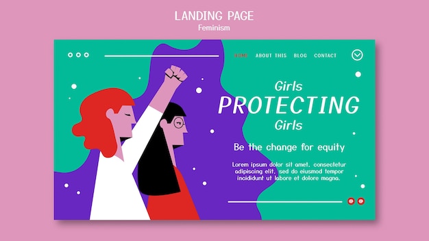 Free PSD feminism landing page