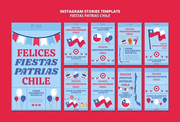 Free PSD fiestas patrias chile  instagram stories